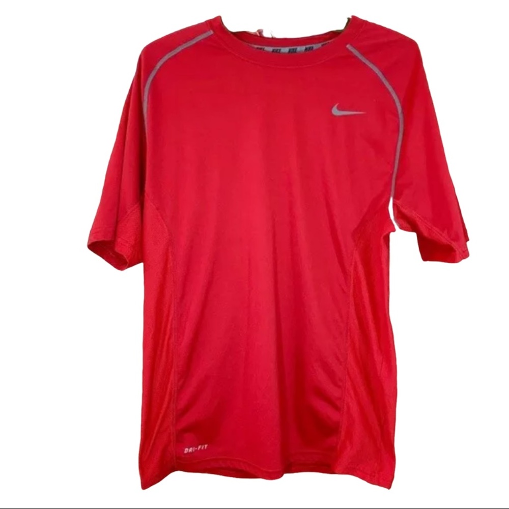 🎀 Nike Red Dri Fit Short Sleeve Men’s Tee M - Picture 2 of 7